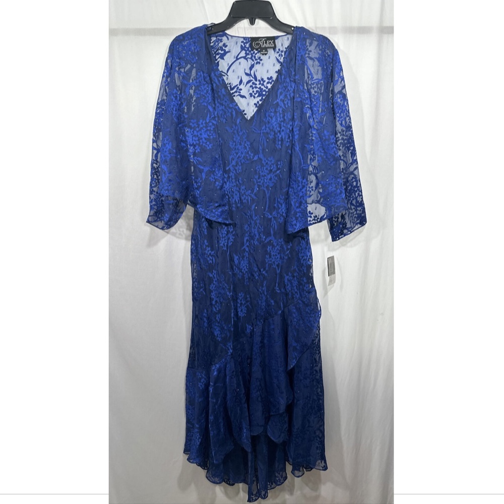 Nwt Alex Evenings [ 12 ] Textured Floral Burnout Hi-Low Dress W/ Jacket — image 8 of 8